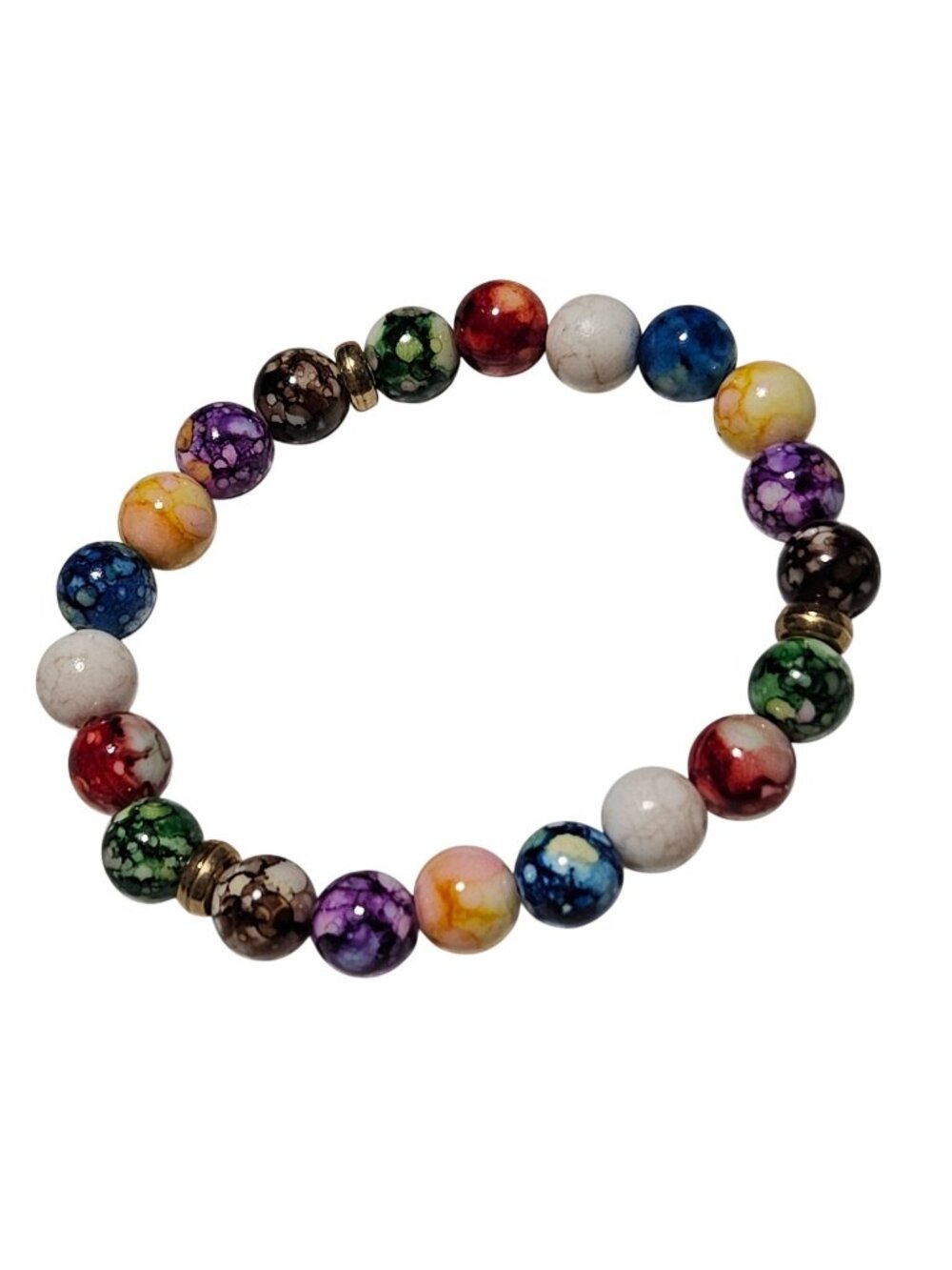Boho Colorful Beaded Stretch Bracelet Marble Pattern Fashion Jewelry Women